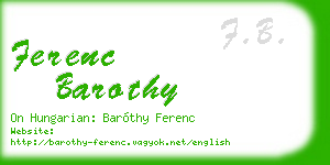 ferenc barothy business card